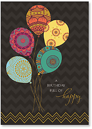 Viabella Birthday Greeting Card With Envelope, Birthday Balloons,