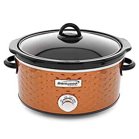 Brentwood Scallop Pattern 4.5-Quart Slow Cooker, 9-1/2” x 11”, Copper