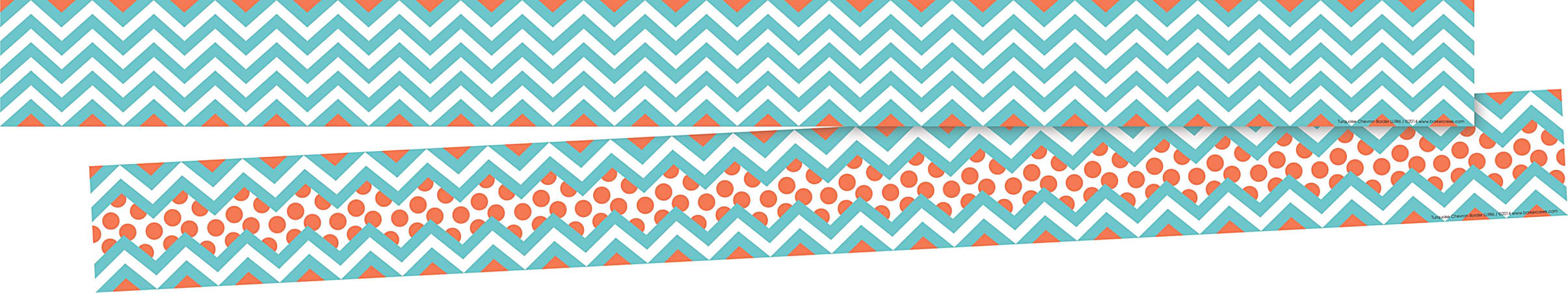 Barker Creek Double-Sided Straight-Edge Border Strips, 3" x 35", Chevron Turquoise, Pack Of 12
