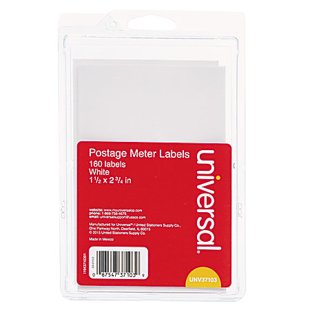 Pack of 160 1 White Postage Meter Labels 1-1/2 x 2-3/4 
