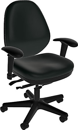 Sitmatic GoodFit Enhanced Synchron Mid-Back Chair With Adjustable Arms, Black Polyurethane/Black