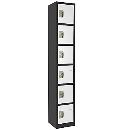 Alpine 6-Tier Steel Lockers, 72”H x 12”W x 12”D, Black/White, Pack Of 4 Lockers