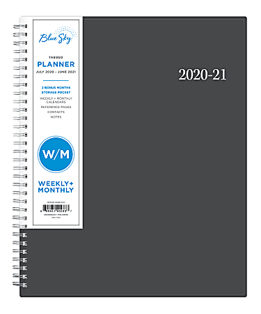 Blue Sky™ AY21 Weekly/Monthly PP Planner, 8-1/2" x 11", Collegiate, July 2020 To June 2021, 100135-A