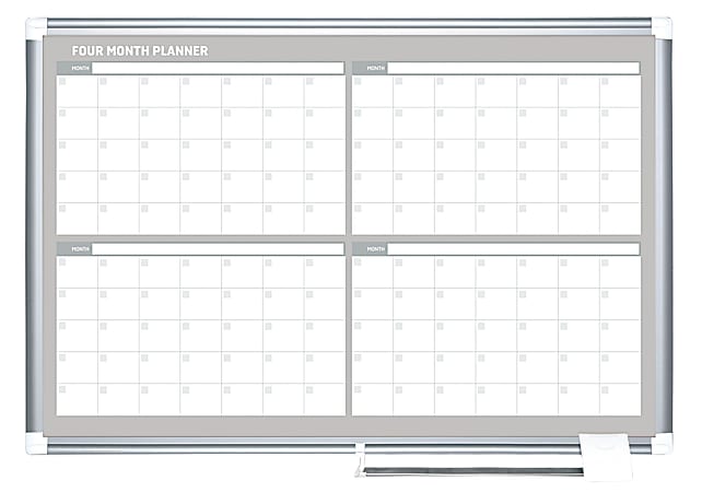 MasterVision® Dry-Erase Calendar Whiteboard With 4-Month Grid,