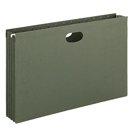 Smead® Hanging Pocket With Full-Height Gusset, 3 1/2" Expansion, Legal Size, Standard Green, Pack of 4