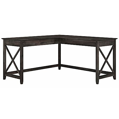 Bush Furniture Key West 60"W L-Shaped Desk, Dark Gray Hickory, Standard Delivery