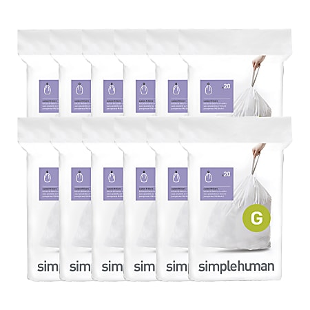 simplehuman Custom Fit Can Liners G 8 Gallons White Pack Of 240