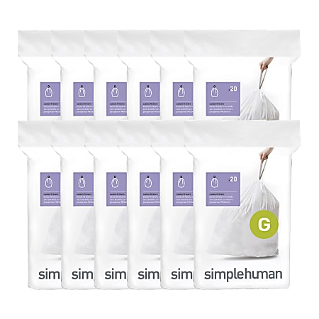 simplehuman Custom Fit Can Liners, G, 8 Gallons,