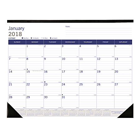 Blueline® DuraGlobe™ Monthly Desk Pad Calendar, FSC Certified, 22" x 17", January-December 2018 (C177227-18)