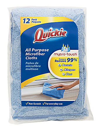 Quickie All-Purpose Microfiber Towels, 14" x 14", Pack Of 12