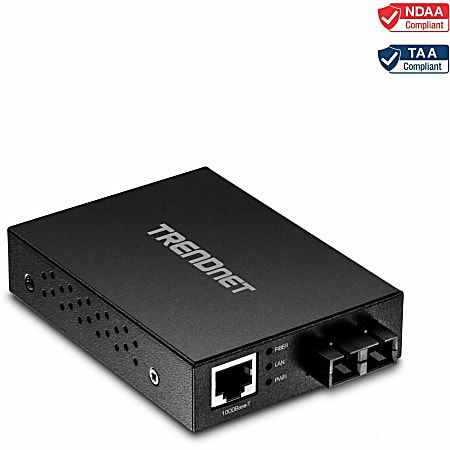 TRENDnet 1000Base-T to 1000Base-SX Multi-Mode SC Fiber Converter; Up to 550m (1800 ft.); 2 Gbps Switching Capacity; TFC-GMSC - 1000Base-T to 1000-SX