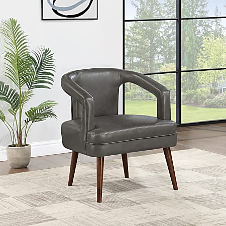Office Star Mason Faux Leather Accent Guest Chair Pewter ODP