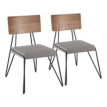 LumiSource Loft Chairs, Gray/Walnut Seat/Black Frame, Set Of 2 Chairs