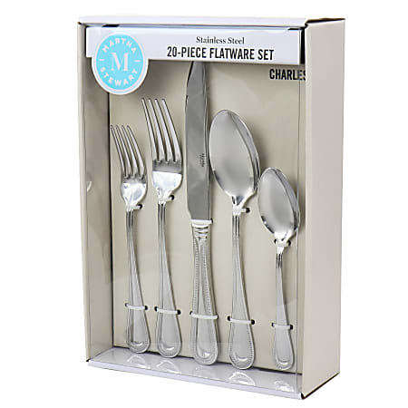 Martha Stewart Charles 20-Piece Flatware Set, Silver