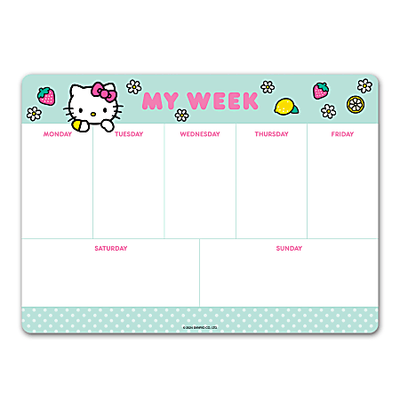 Orange Circle Studio Weekly Desk Pad Calendar, 10" x 7-1/4", Hello Kitty Strawberry Lemonade, SA339