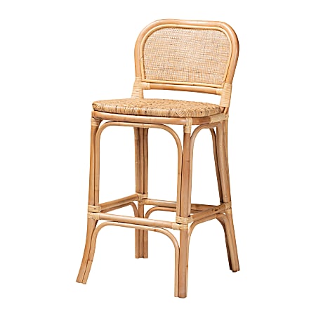 bali & pari Adrena Rattan Bar Stool With Back, Natural Brown