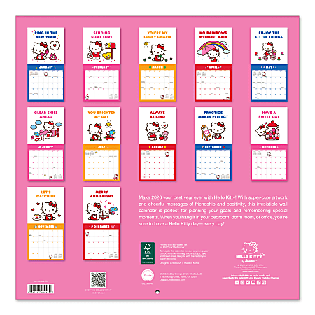2026 Orange Circle Studio Monthly Wall Calendar 12 x 12 Hello Kitty ...