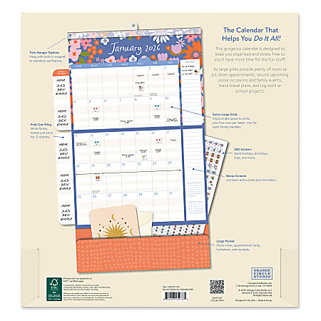 2026 Orange Circle Studio Do It All Monthly Wall Calendar 12 1316 x 12 ...