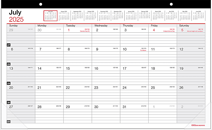 2025-2026 Office Depot® Brand Monthly Academic Desk Calendar, 17-3/4" x 10-7/8", 30% Recycled, July 2025 To June 2026