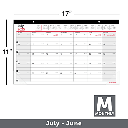 2025 2026 Office Depot Brand Monthly Academic Desk Calendar 17 34 x 10