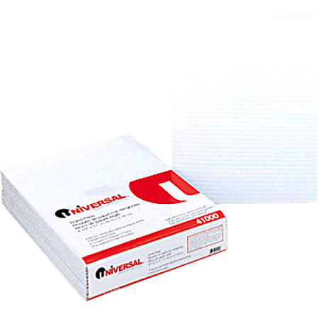 Universal 41000 Writing Pad - 50 Sheet - 16lb - Narrow Ruled - Letter 8.5" x 11" - 12 / Pack - White