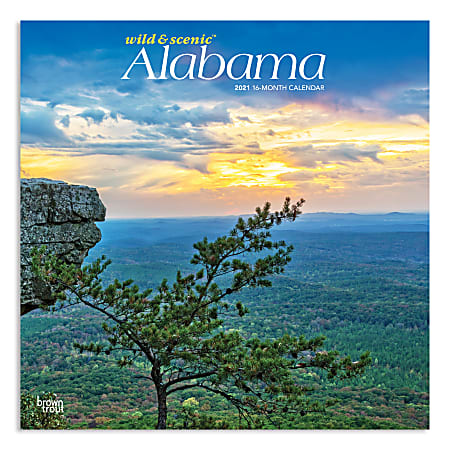 Brown Trout Regional Monthly Wall Calendar, 12" x 12", Wild Alabama, January To December 2021