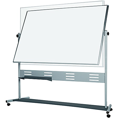 MasterVision EA49125016 29 1/2 x 41 5/8 Mobile Reversible Dry Erase Board  Creation Station with Black Metal Frame and Storage Tray