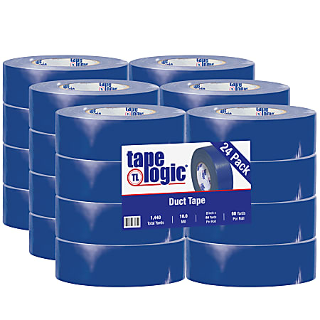 Tape Logic® Color Duct Tape, 3" Core, 2" x 180', Blue, Case Of 24