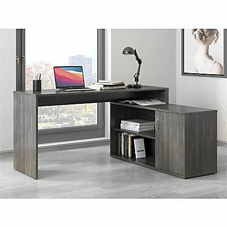 LYS L-Shape Workstation with Cabinet - For - Table TopLaminated L-shaped Top - 200 lb Capacity - 29.50