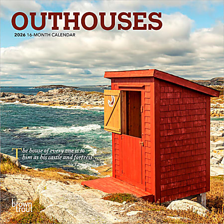 2026 BrownTrout Outhouses Monthly Mini Wall Calendar, 7" x 7", Home and Garden, January to December 2026, 9798330705023