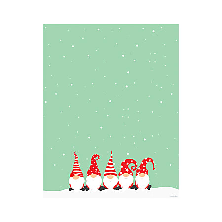 Geo Studios Holiday-Themed Letterhead Paper, Letter Size, Gnomes, Pack Of 70 Sheets