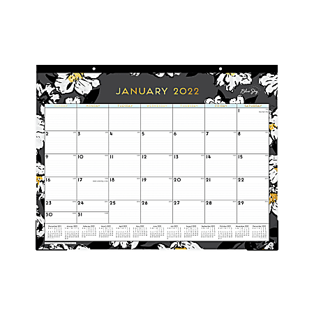 Blue Sky™ Monthly Desk Calendar, 17" x 22", Baccara Dark, January To December 2022, 110215