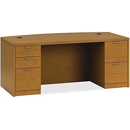 HON Valido Double Pedestal Desk, 72"W - 5-Drawer - 72" x 36" x 29.5" x 1.5" - 5 x Box Drawer(s), File Drawer(s) - Double Pedestal on Left/Right Side - Ribbon Edge - Material: Particleboard - Finish: Laminate, Bourbon Cherry