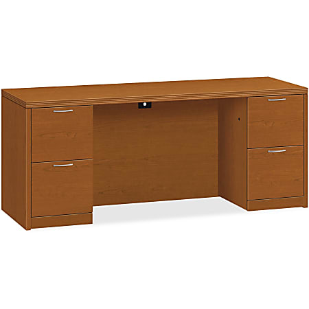 HON Valido Double Pedestal Credenza 72"W - 4-Drawer - 72" x 24" x 29.5" x 1.5" - 4 x File Drawer(s) - Double Pedestal on Left/Right Side - Ribbon Edge - Material: Particleboard - Finish: Laminate, Bourbon Cherry