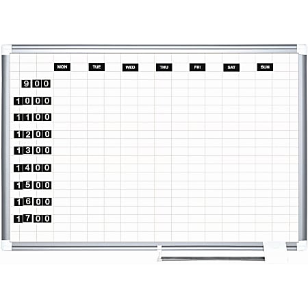 1" X 2" Grid MasterVision Magnetic Steel Dry-Erase Planning Board Aluminum ... 