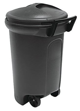 Rubbermaid Black Roughneck Wheeled Outdoor Trash Can With Lid, 32
