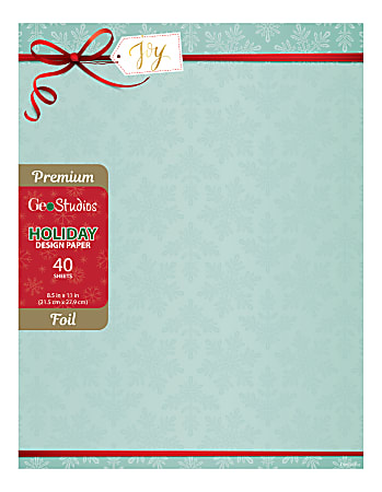 Geo Studios Holiday-Themed Foiled Letterhead Paper, Letter Size, Joy, Pack Of 40 Sheets