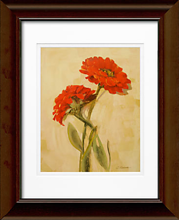 Timeless Frames Katrina Framed Floral Artwork, 11" x 14", Brown, Spicy Red Zinnias