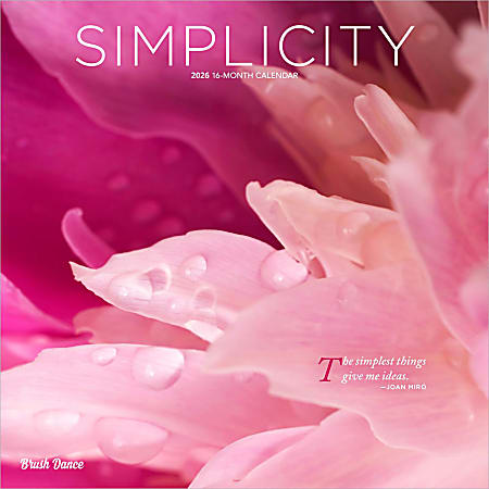 2026 Brush Dance Simplicity Monthly Plastic-Free Square Wall Calendar, 12" x 12", Inspiration, January to December 2026, 9798330705627