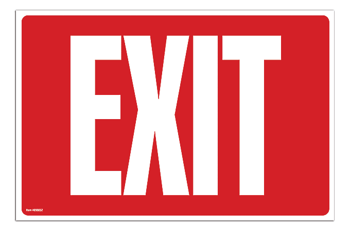 Cosco Exit Sign With Glow in the Dark Text 8 x 12 Red Office Depot