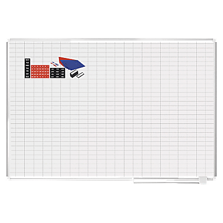 MasterVision 2" Grid Magnetic Gold Ultra Board Kit,White/Gold