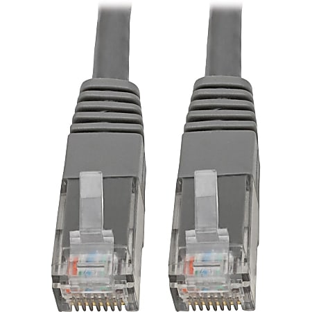 Tripp Lite Cat6 Cat5e Gigabit Molded Patch Cable RJ45 M/M 550MHz Gray 50ft 50' - 128 MB/s - 50 ft - Gray