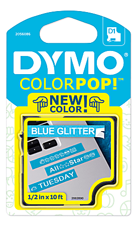 DYMO® ColorPop Labeler D1 Tape, 1/2" x 10', White/Blue