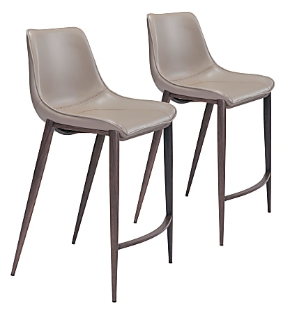 Zuo Modern® Magnus Counter Chairs, Gray/Walnut, Set Of
