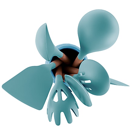 Light Teal Silicone and Wood Cooking Utensils (Set of 9)