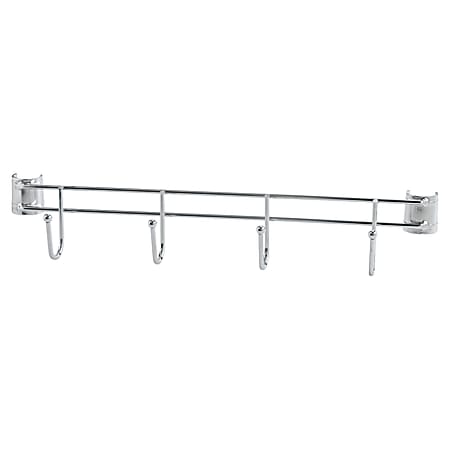 Alera Hook Bars For Wire Shelving, 4 Hooks, 18"D, Silver, Set Of 2 Bars