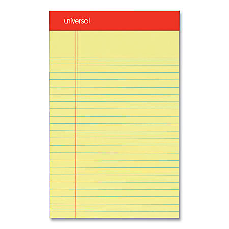 Universal Perforated Ruled Writing Pads, Narrow Rule, 5" x 8", Canary Yellow, Pack Of 12 Pads