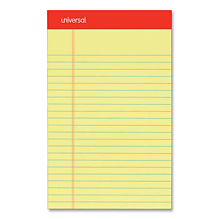 Universal Perforated Ruled Writing Pads, Narrow Rule, 5" x 8", Canary Yellow, Pack Of 12 Pads