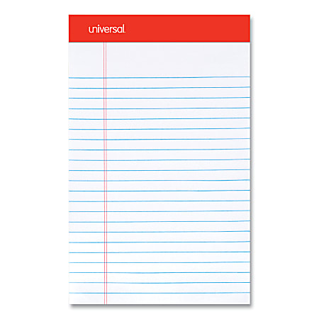 Universal Perforated Ruled Writing Pads, Narrow Rule, 5" x 8", White, Pack Of 12 Pads