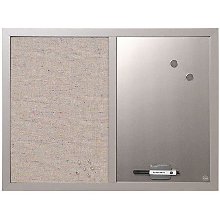 MasterVision® Magentic Fabric/Non-Magnetic Dry-Erase/Bulletin Board, 18" x 24", Gray Wood Frame
